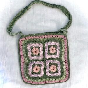 Pink and Green Crochet Tote
